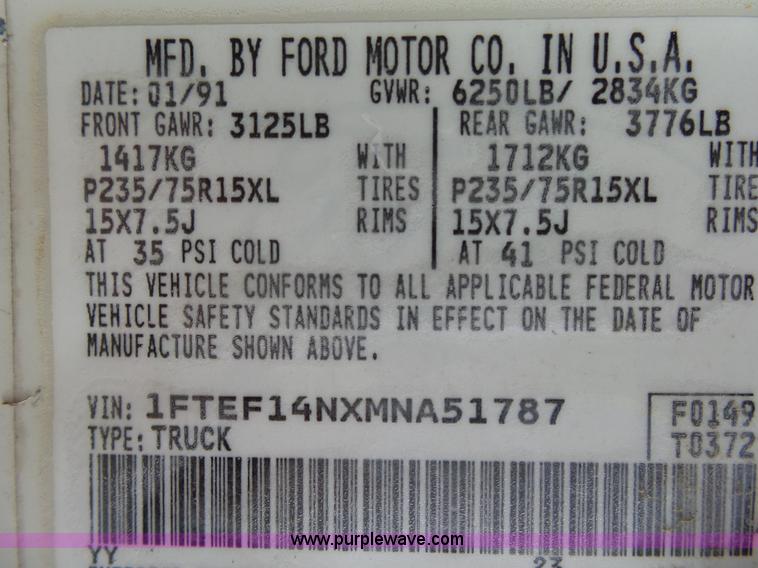 image for item K1223 1991 Ford F150 XLT Lariat pickup truck