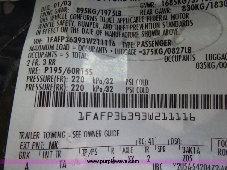 image for item K1240 2003 Ford Focus Wagon