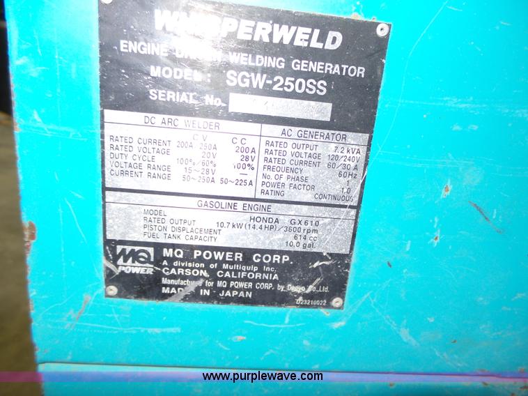 image for item K2194 MQ Power Whisperweld SGW-250SS welder