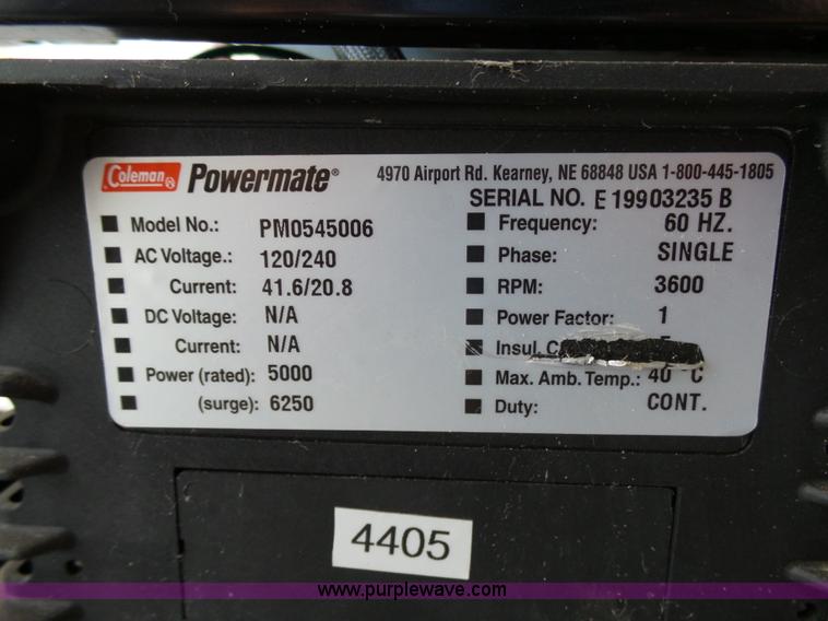 image for item K5443 (2) Coleman Powermate 6250 generators