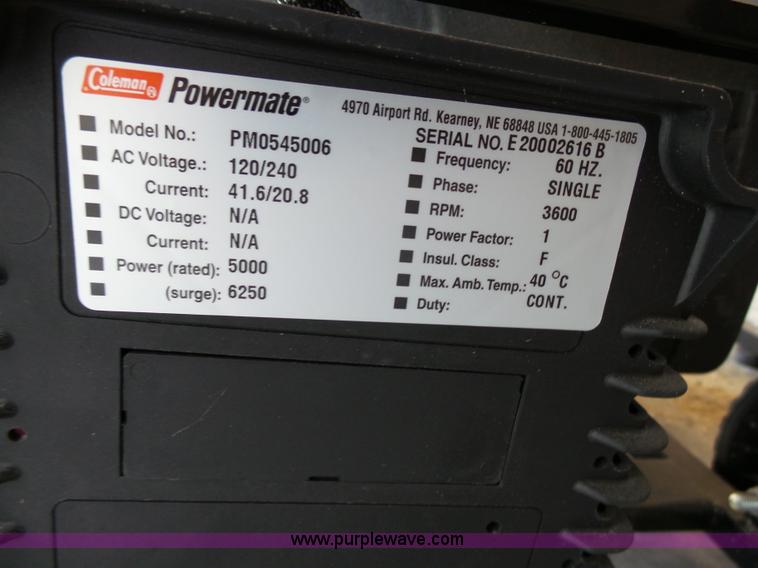 image for item K5443 (2) Coleman Powermate 6250 generators