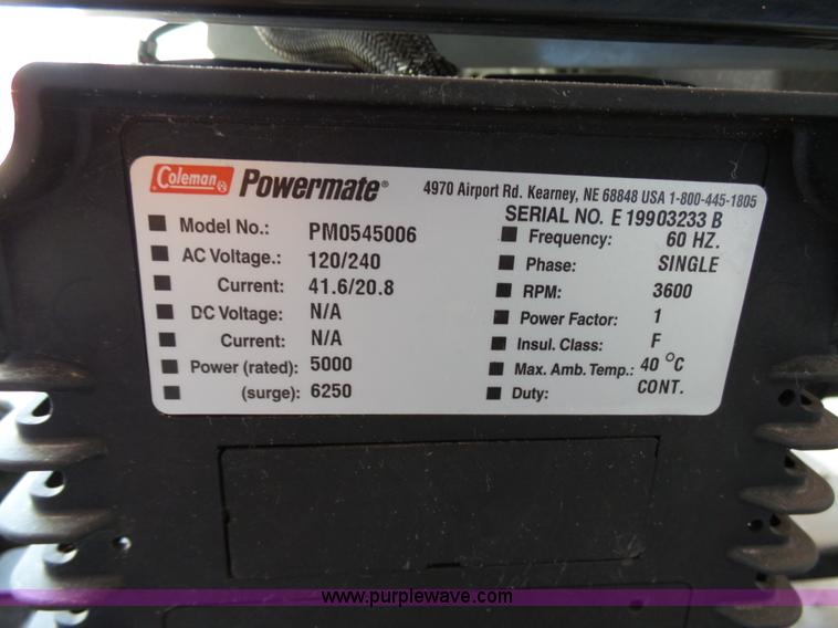 image for item K5444 (2) Coleman Powermate 6250 generators
