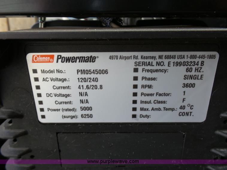 image for item K5444 (2) Coleman Powermate 6250 generators