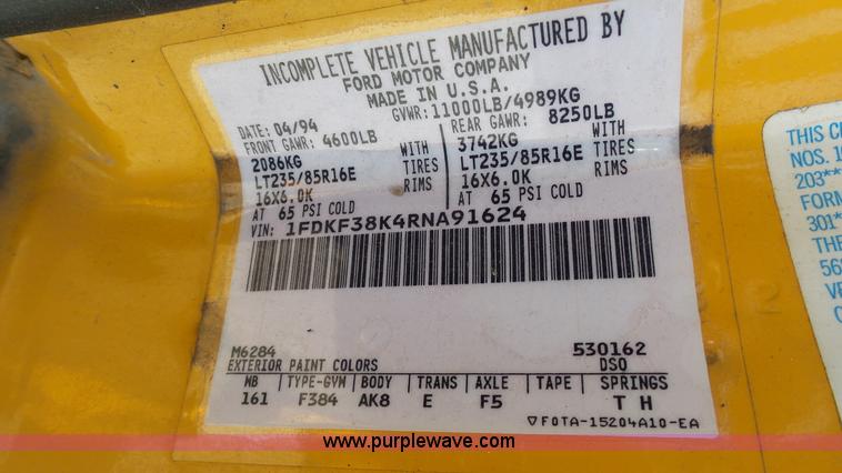 image for item K5494 1994 Ford F350 dump bed pickup truck