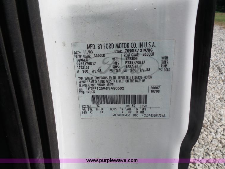 image for item L2878 2004 Ford F150 pickup truck