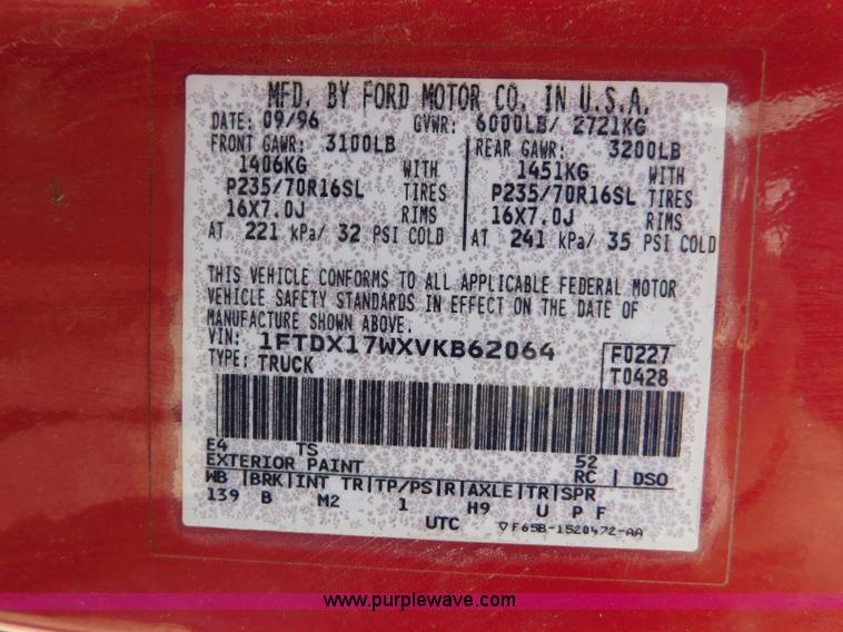 image for item L5908 1997 Ford F150 pickup truck