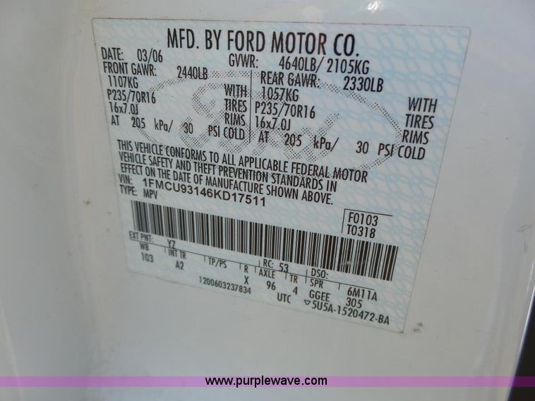 image for item L6129 2006 Ford Escape SUV