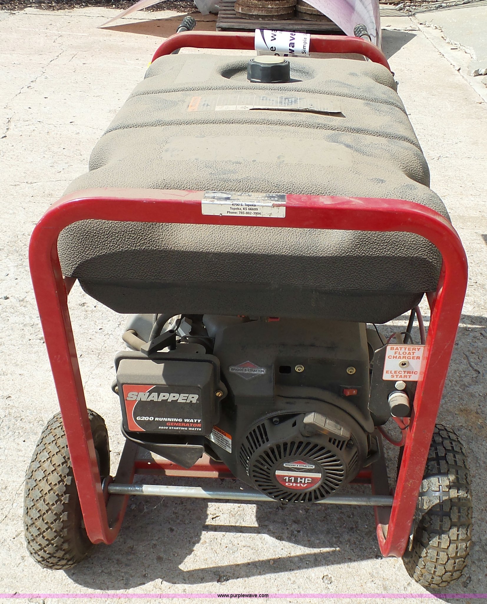 Snapper generator in Topeka, KS Item K5459 sold Purple Wave