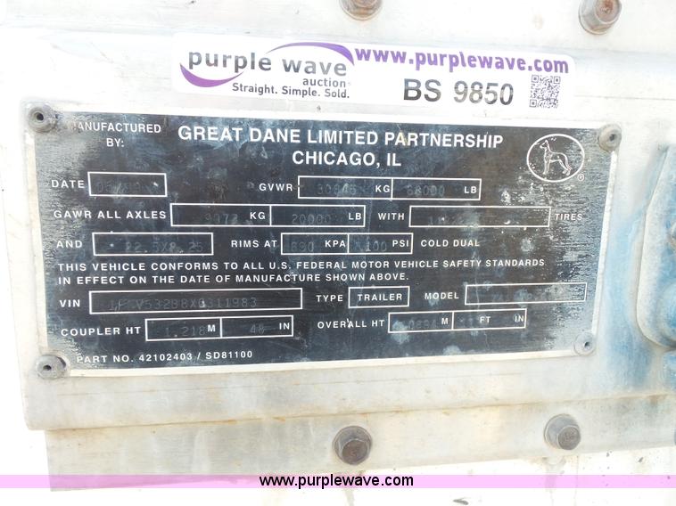 image for item BS9850 1999 Great Dane 741TP dry van trailer
