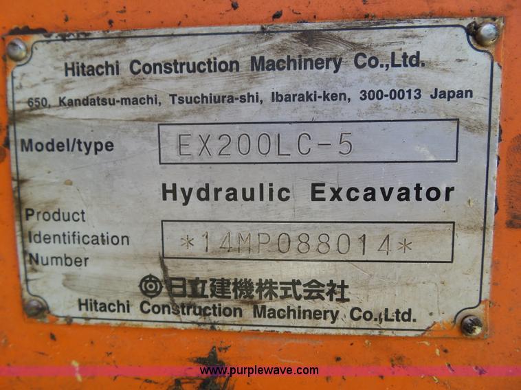 image for item BZ9761 1998 Hitachi EX200LC-5 excavator