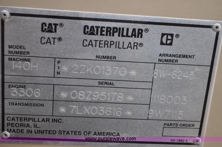 image for item G7408 1996 Caterpillar 140H motor grader