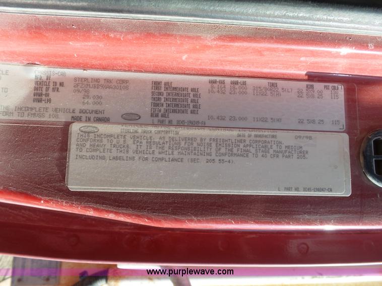 image for item K7120 1999 Sterling L8513 dump truck