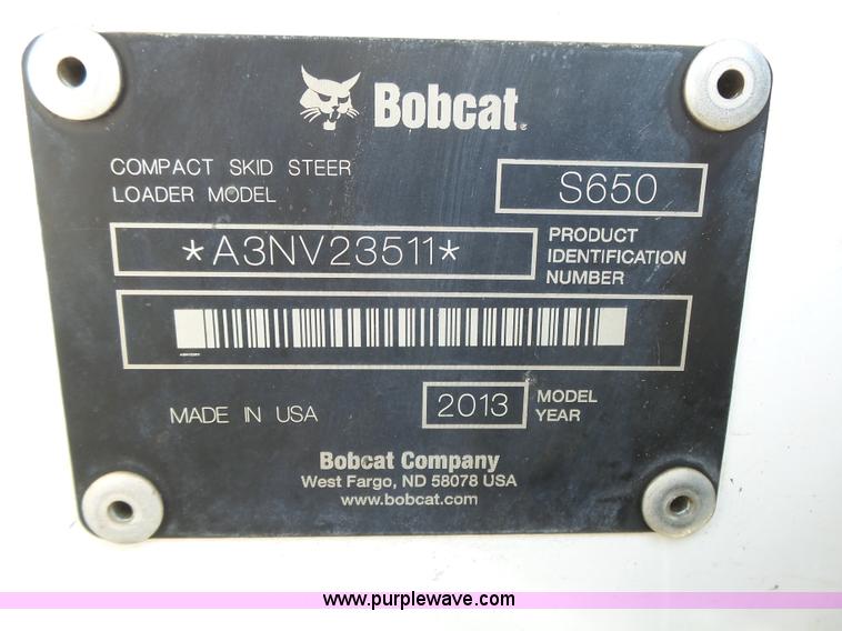 image for item K8375 2013 Bobcat S650 skid steer