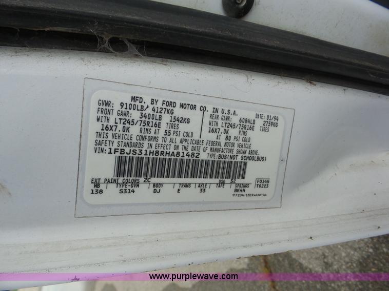 image for item AG9186 1994 Ford Club Wagon van