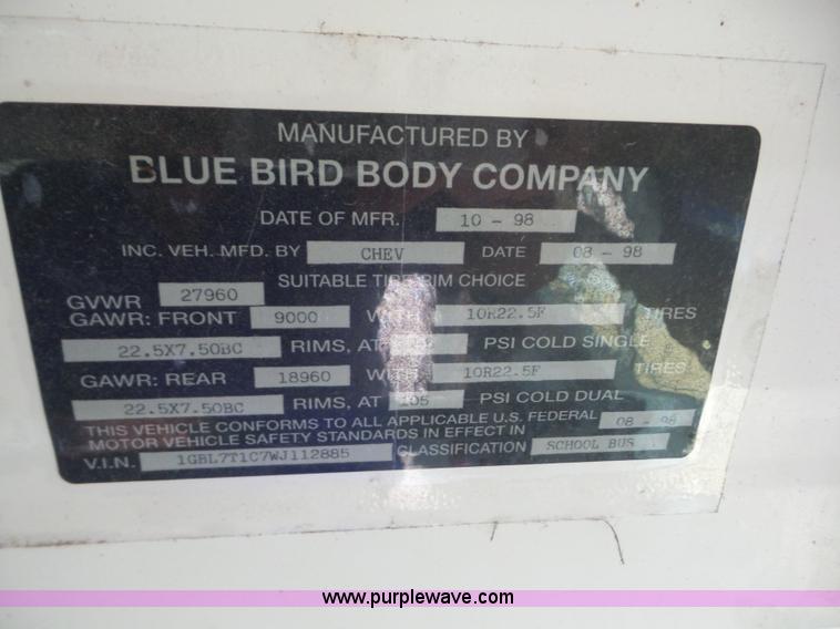 image for item AG9188 1999 Chevrolet school bus