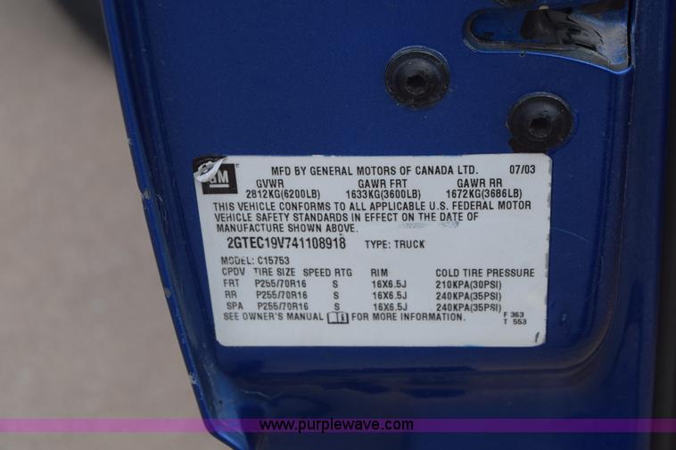 image for item CB9397 2004 GMC Sierra 1500 Ext. Cab pickup truck