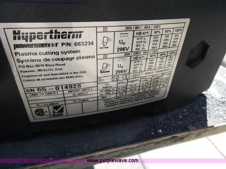 image for item BX9120 Hypotherm PowerMax 65 plasma cutter
