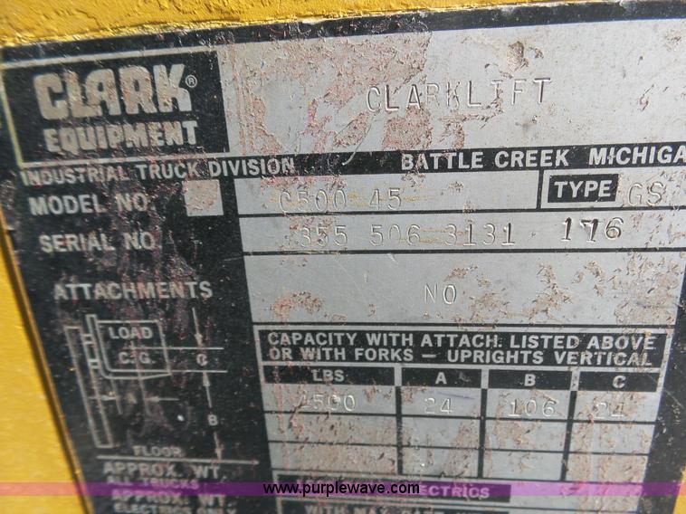 image for item BY9527 Clark C500-45 forklift