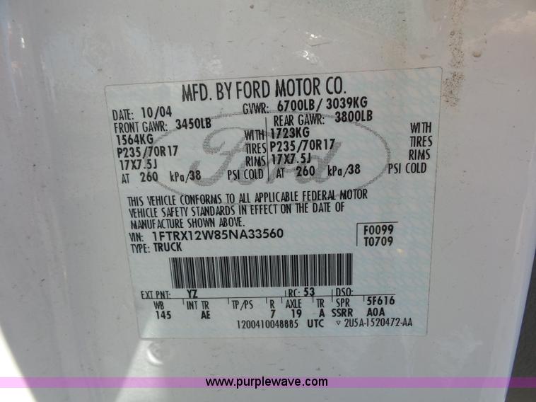 image for item L2890 2005 Ford F150 SuperCab pickup truck