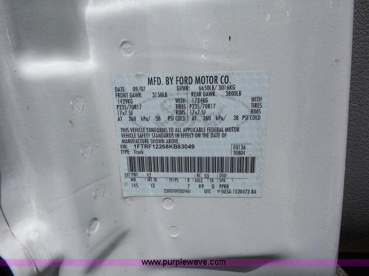 image for item L2891 2008 Ford F150 pickup truck