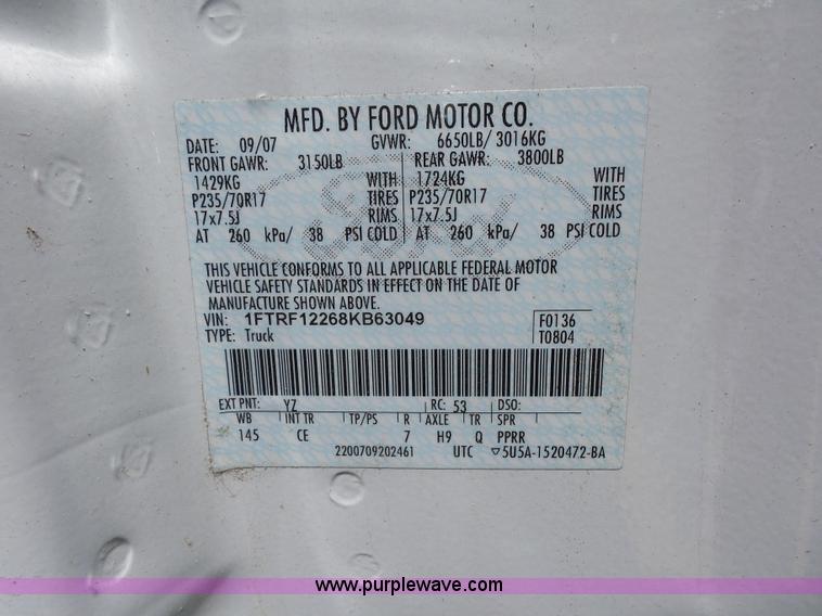 image for item L2891 2008 Ford F150 pickup truck