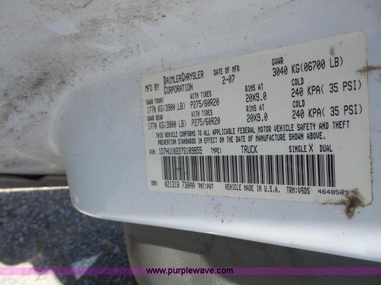 image for item L4839 2007 Dodge Ram 1500 Quad Cab pickup truck