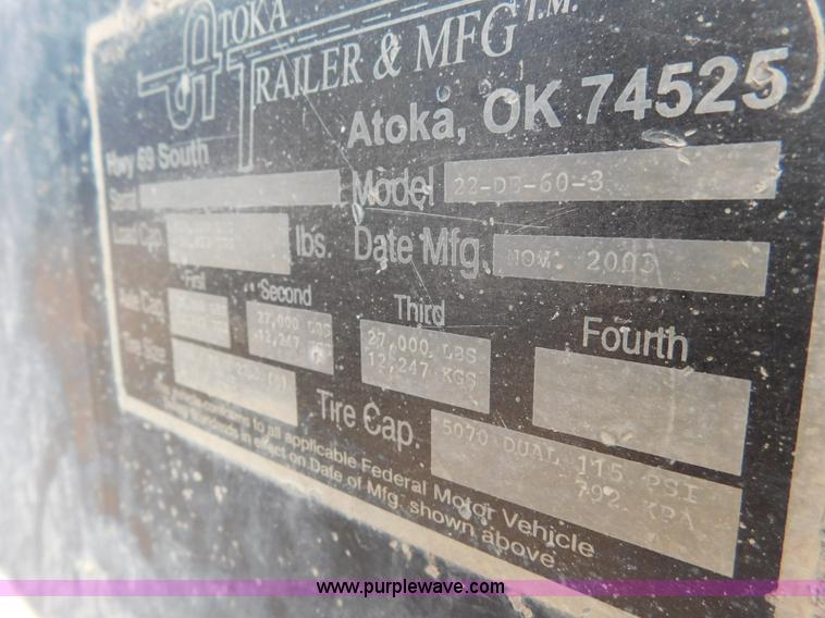 image for item L5930 2003 Atoka 22-DE-60-3 equipment trailer