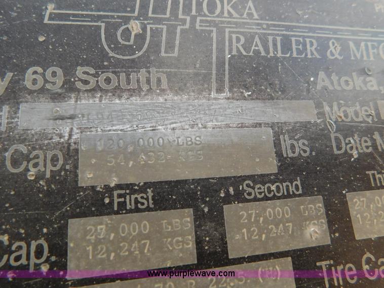 image for item L5930 2003 Atoka 22-DE-60-3 equipment trailer
