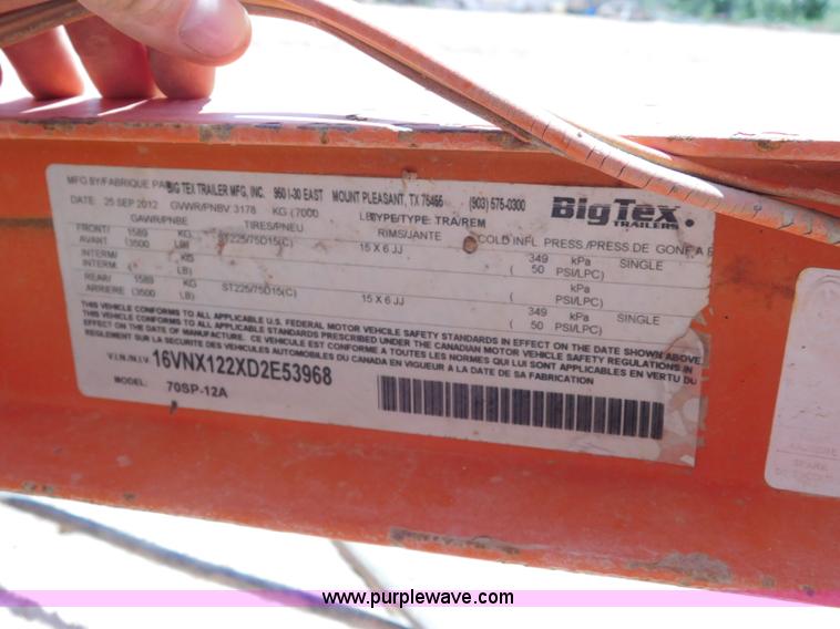 image for item L5963 2013 Big Tex steam trailer