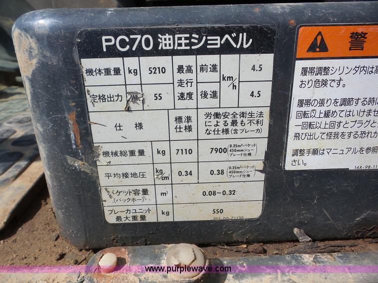 image for item AG9172 Komatsu PC70-7 excavator