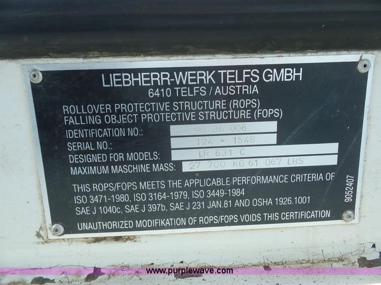 image for item K1722 1994 Liebherr LR631C track loader