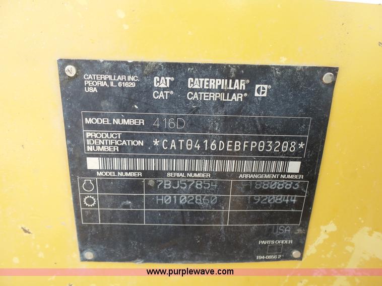 image for item K7085 2002 Caterpillar 416D backhoe