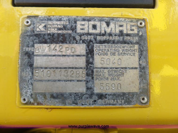 image for item K7734 1991 Bomag BW142PD single drum vibratory roller