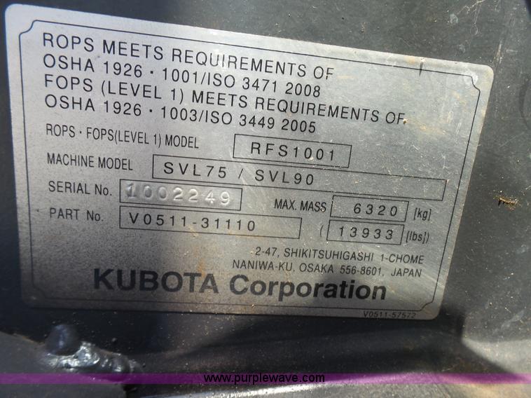 image for item K8761 2013 Kubota SVL75 skid steer