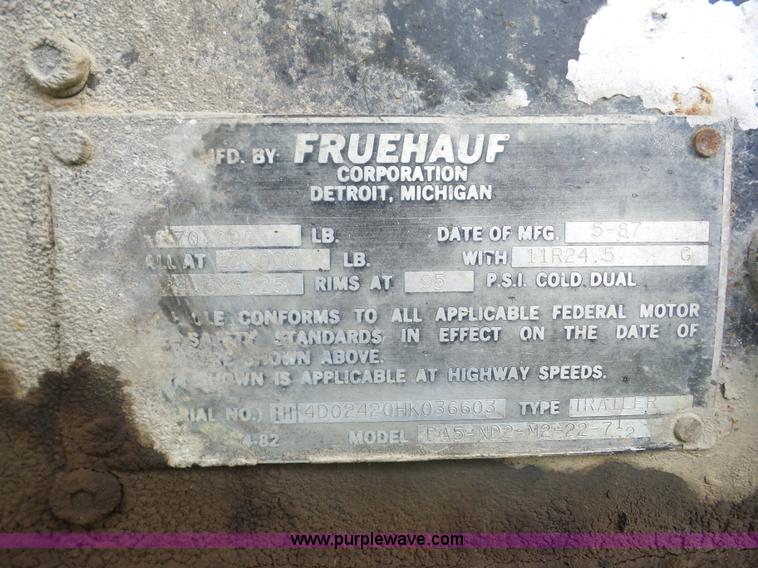 image for item L5911 1987 Fruehauf DA5-NDZ-M2-22-712 end dump trailer