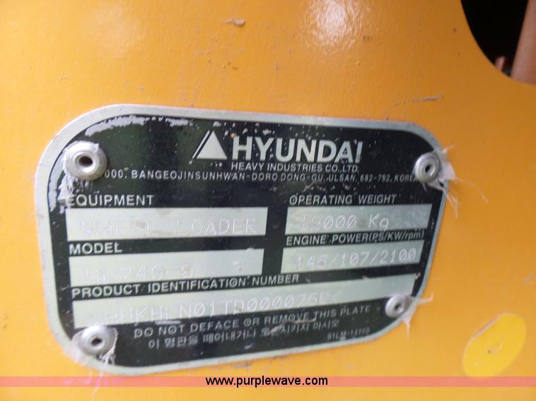 image for item L7085 2013 Hyundai HL740-9 wheel loader