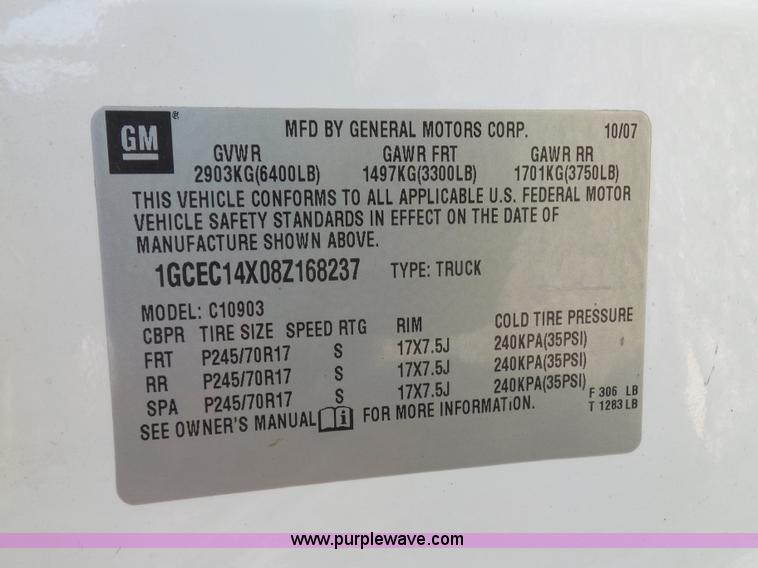 image for item K1733 2008 Chevrolet Silverado 1500 pickup truck