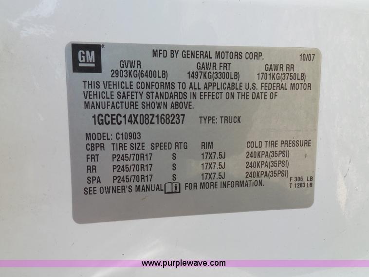 image for item K1733 2008 Chevrolet Silverado 1500 pickup truck