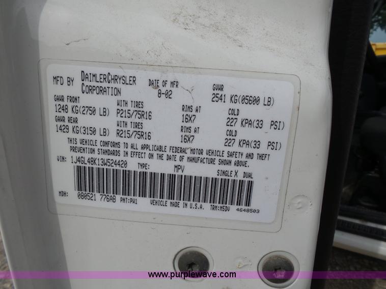 image for item K1742 2003 Jeep Liberty SUV