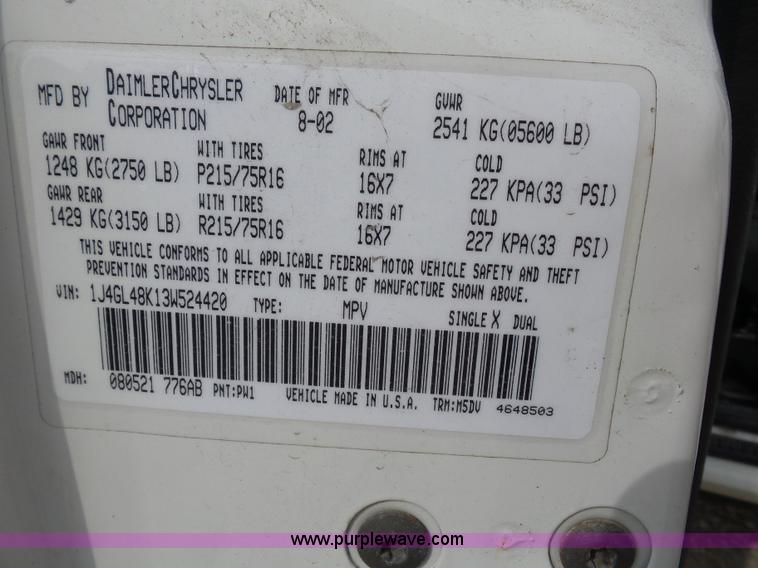 image for item K1742 2003 Jeep Liberty SUV