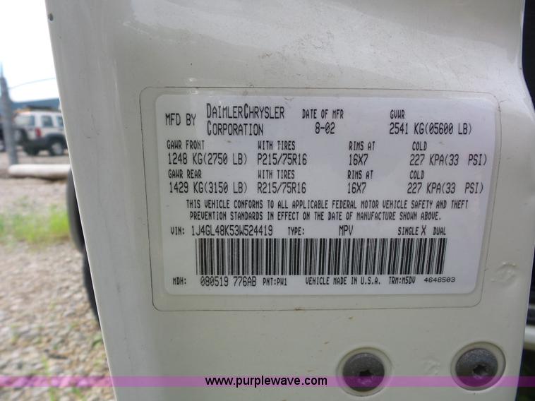 image for item K1743 2003 Jeep Liberty SUV