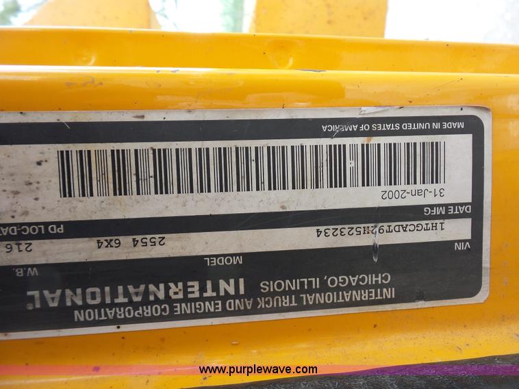 image for item K3487 2002 International F2554 dump truck