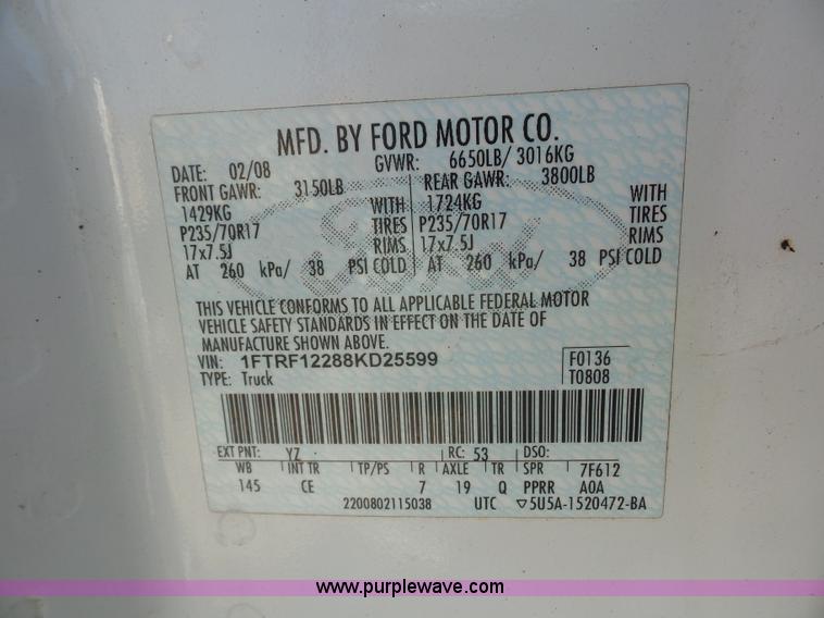 image for item L2860 2008 Ford F150 pickup truck