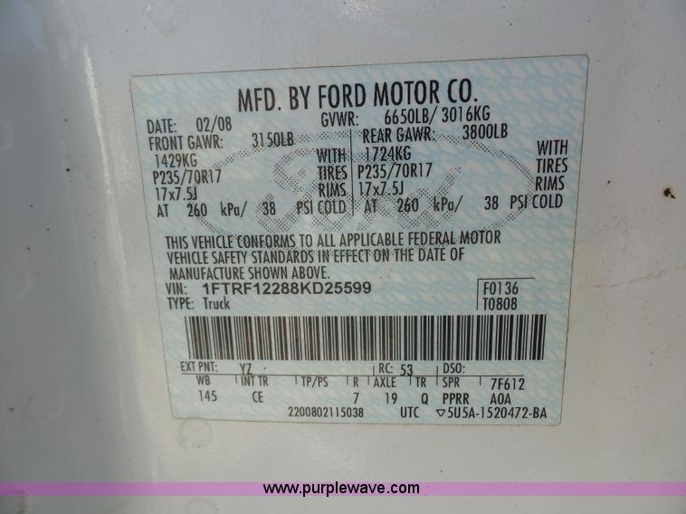 image for item L2860 2008 Ford F150 pickup truck