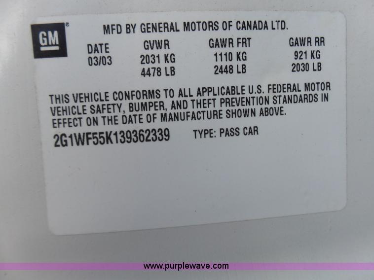 image for item L7079 2003 Chevrolet Impala
