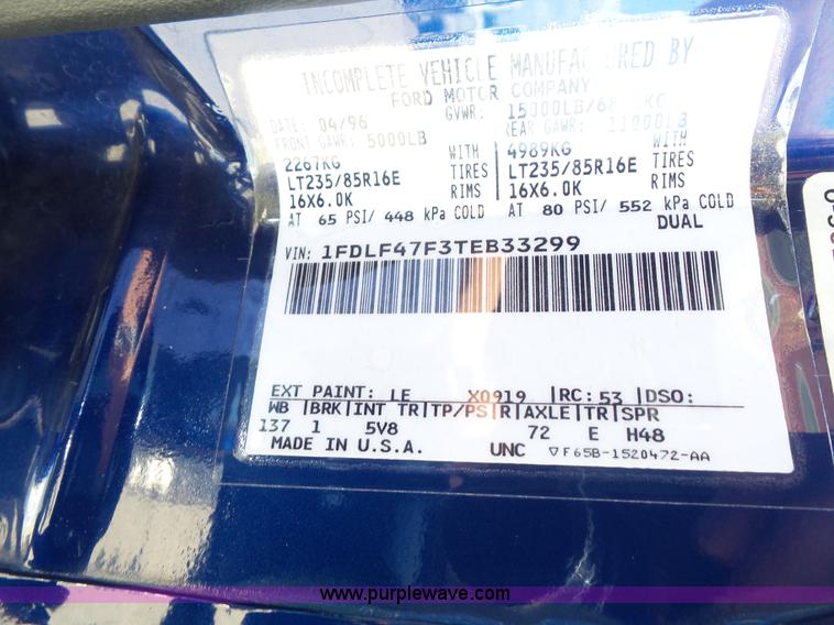 image for item BV9651 1996 Ford F450 Super Duty flatbed truck