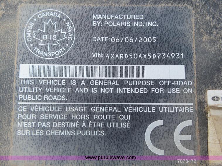 image for item BY9546 2005 Polaris Ranger utility vehicle