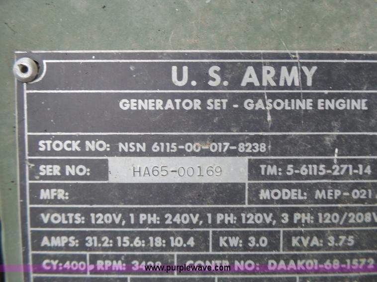 image for item CC9277 US Army generator
