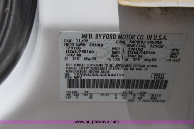 image for item K2930 2003 Ford Excursion SUV