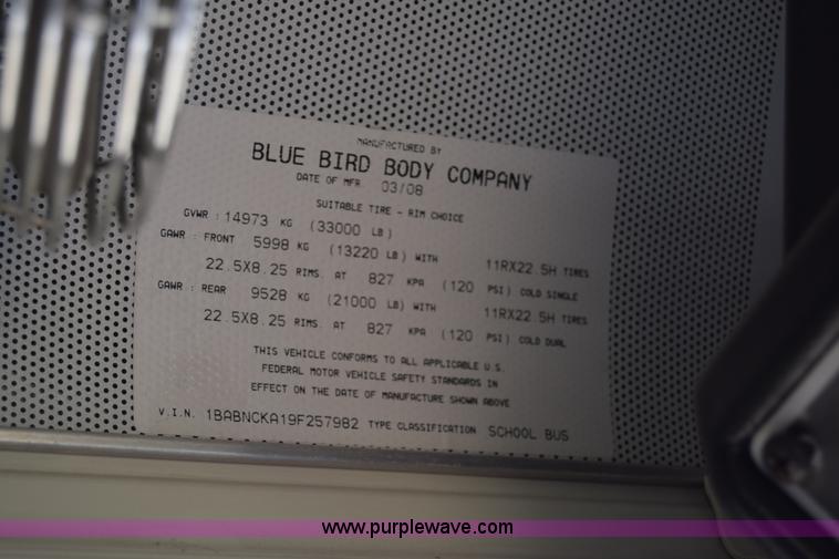 image for item K2972 2009 Blue Bird school bus